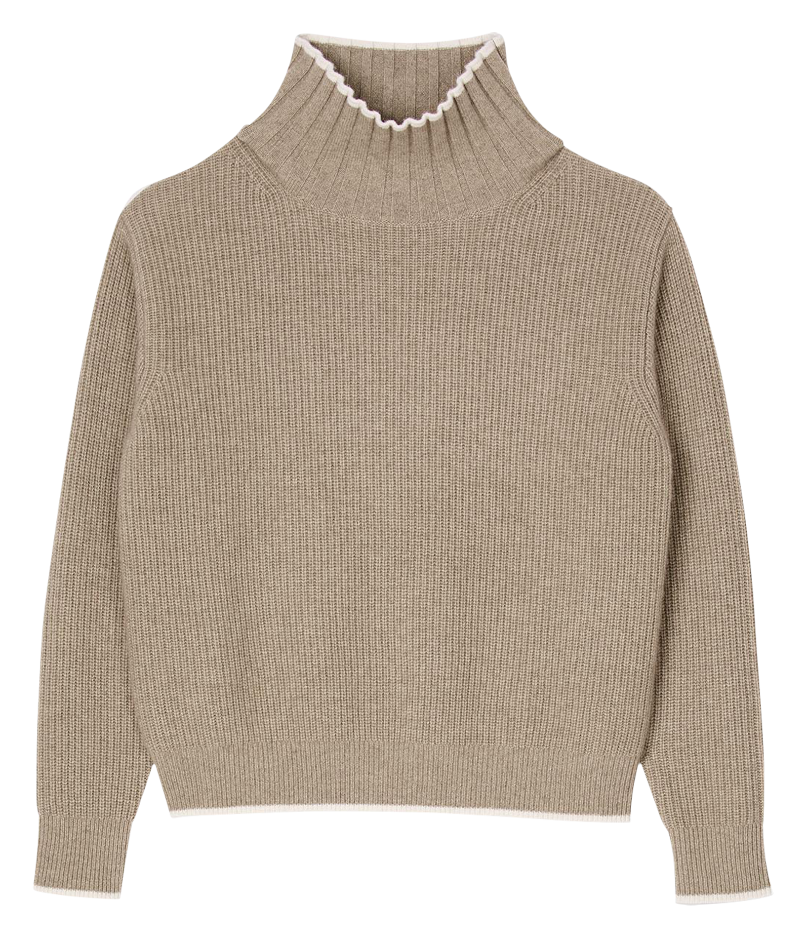 Pull col montant en laine mélangée | Beige
