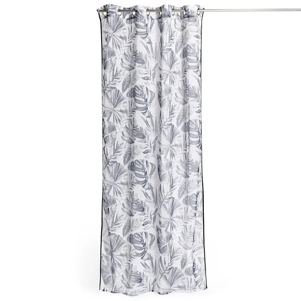 Voilage 140x240cm imprimé feuillage gris
