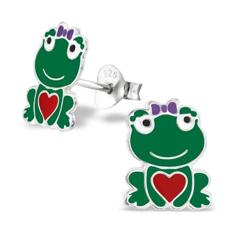 Boucle d'oreille coeur de grenouille en argent 925/1000