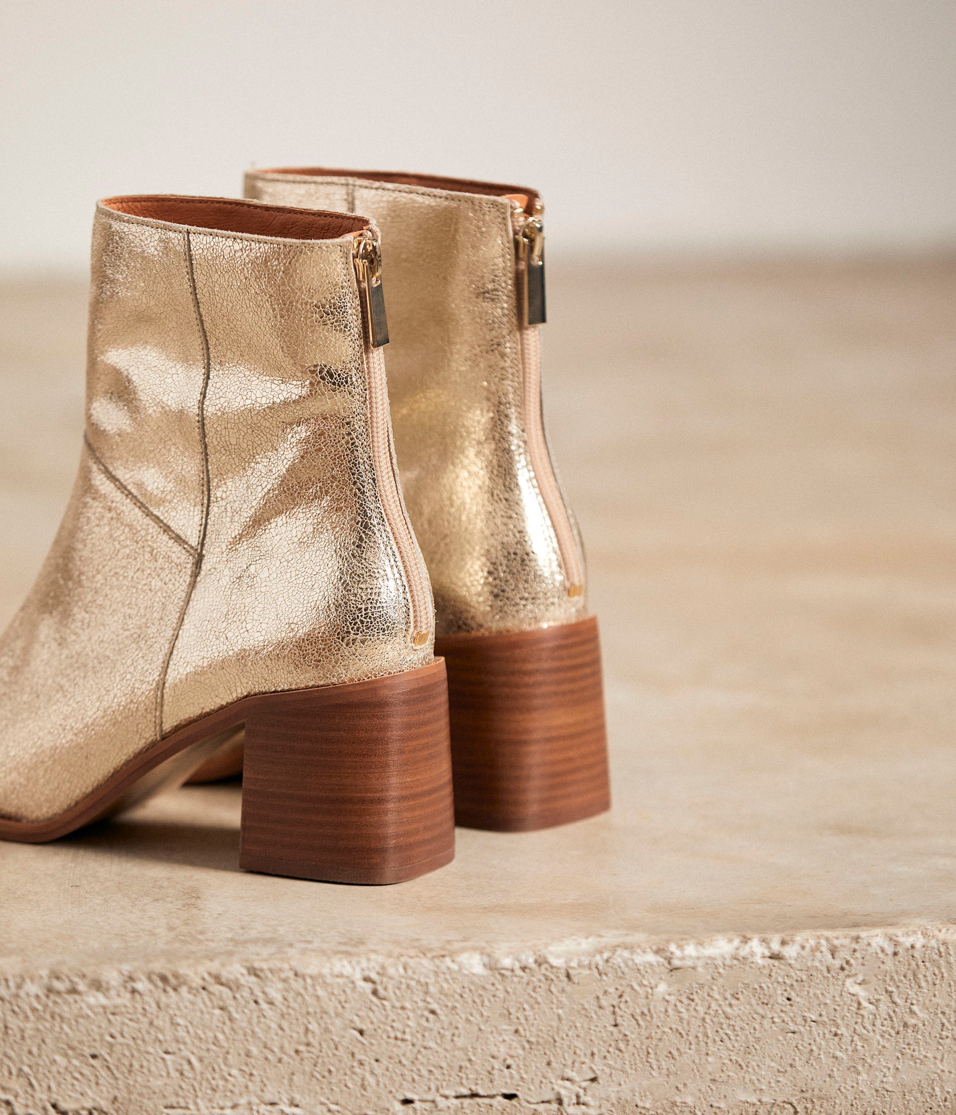 Boots cuir doré Anyse