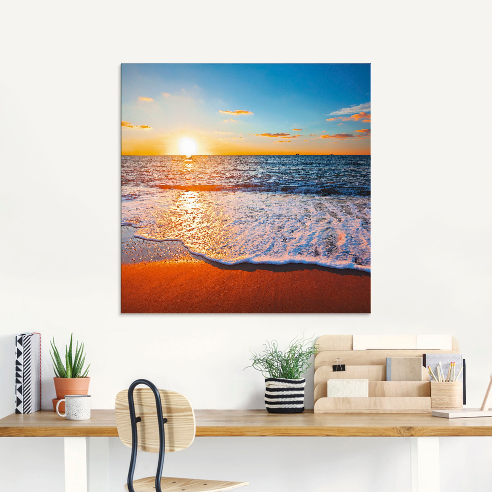 Artland Glasbild »Sonnenuntergang und das Meer« Strand 1 Stk. tlg.