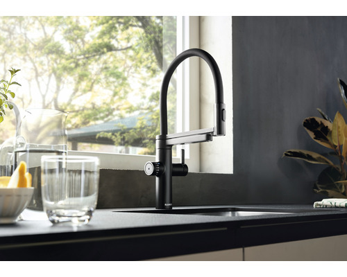 Blanco keukenkraan met filterfunctie DRINK.FILTER EVOL-S PRO mat zwart 526636