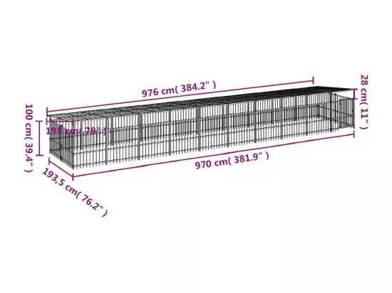 Chenil cage enclos pac noire 976 x 198 x 128 cm 02_0041756