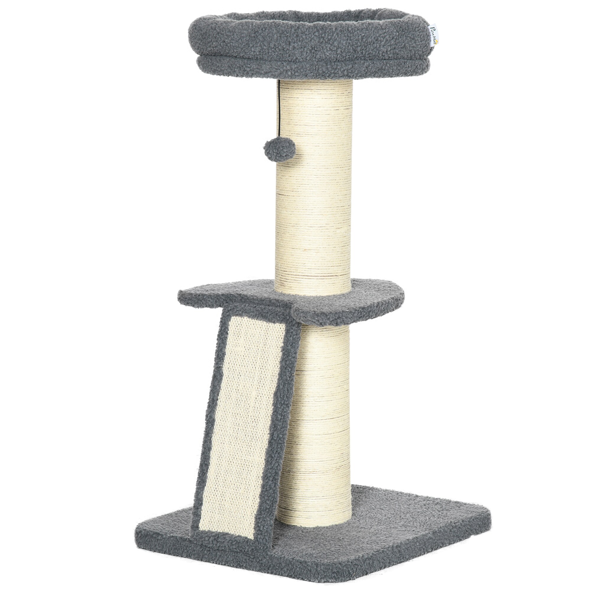 PawHut Kratzbaum mit Kratzbrett grau, natur 48L x 48B x 92H cm