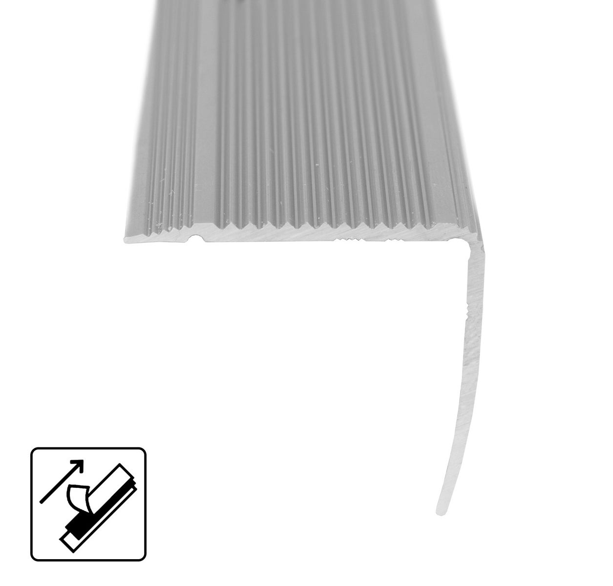 Voorgeboord tredeprofiel, integrale vorm: L - traprandprofiel, zilver, 30 x 35 x 1340 mm