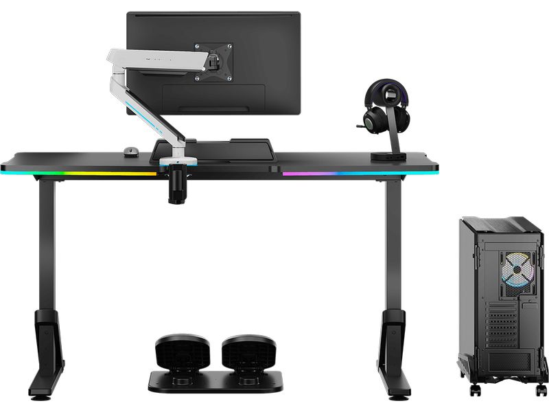 Ultradesk Gaming Tisch Iron Ultrastarker Gaming Tisch mit mechanischer Höhenverstellbarkeit und RGB-Beleuchtung
