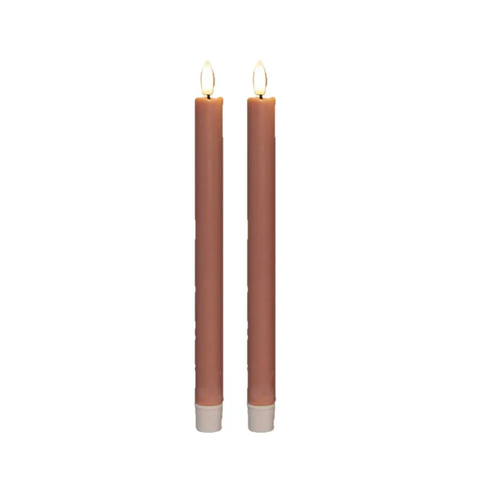 Anna Collection Led dinerkaarsen - 2x - roze - 25 cm - 3D vlam
