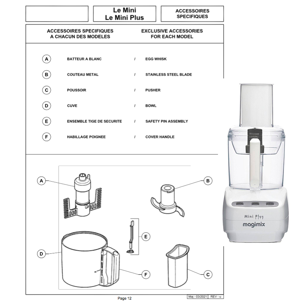 Pièces détachées MAGIMIX  MINI PLUS