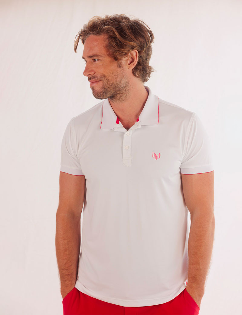 HBT PIQUES | ROCK POLO BICOLORE BLANC