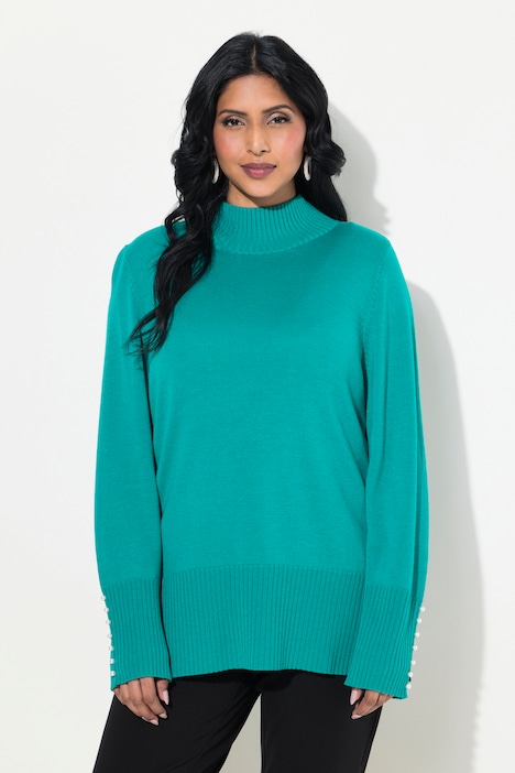 Pullover, Woll-Seidenmischung, Stehkragen, Zierperlen
