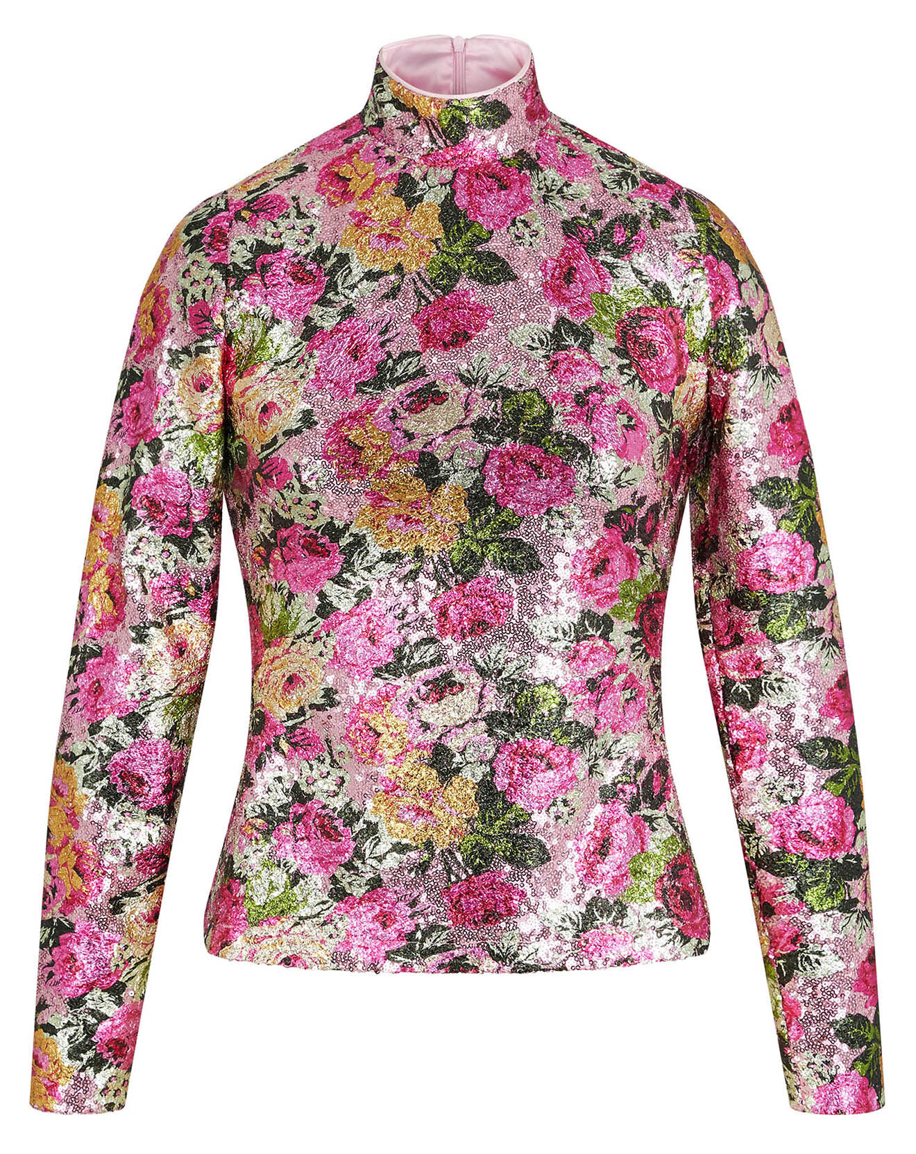 Manoush Top Roses à sequins rose