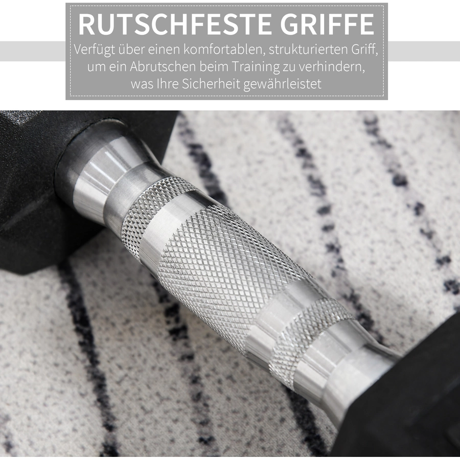 HOMCOM Kurzhantel 2er Set in Hexagon Form schwarz, silber