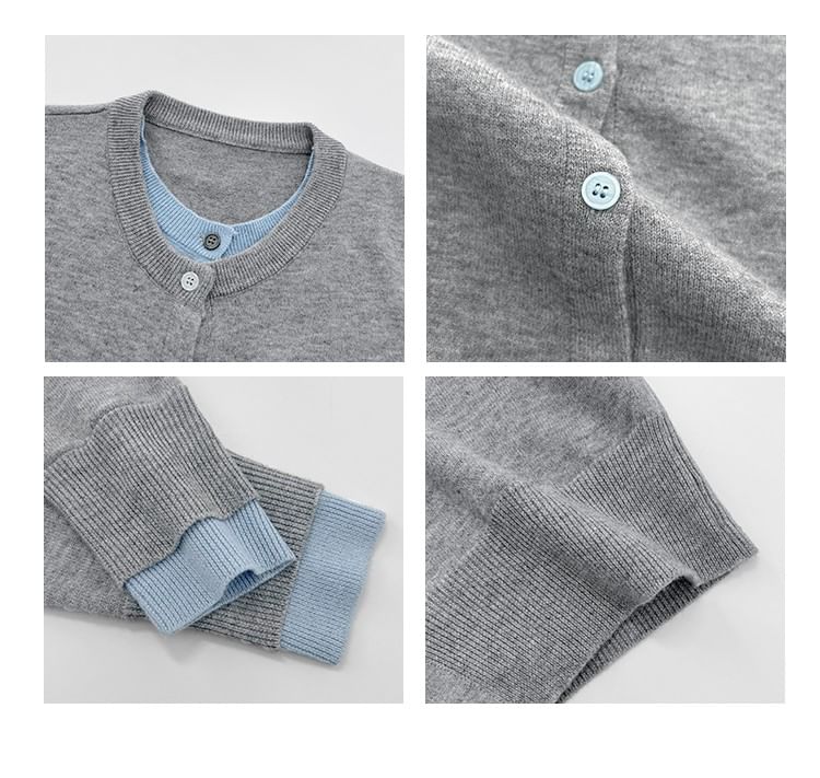 Shira - Colorblock Mock Tweedelige Cardigan