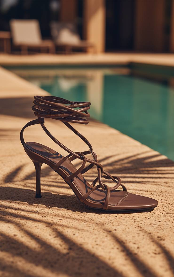 Chocolat Sandales À Talons En Synthétiquecuir À Lacets