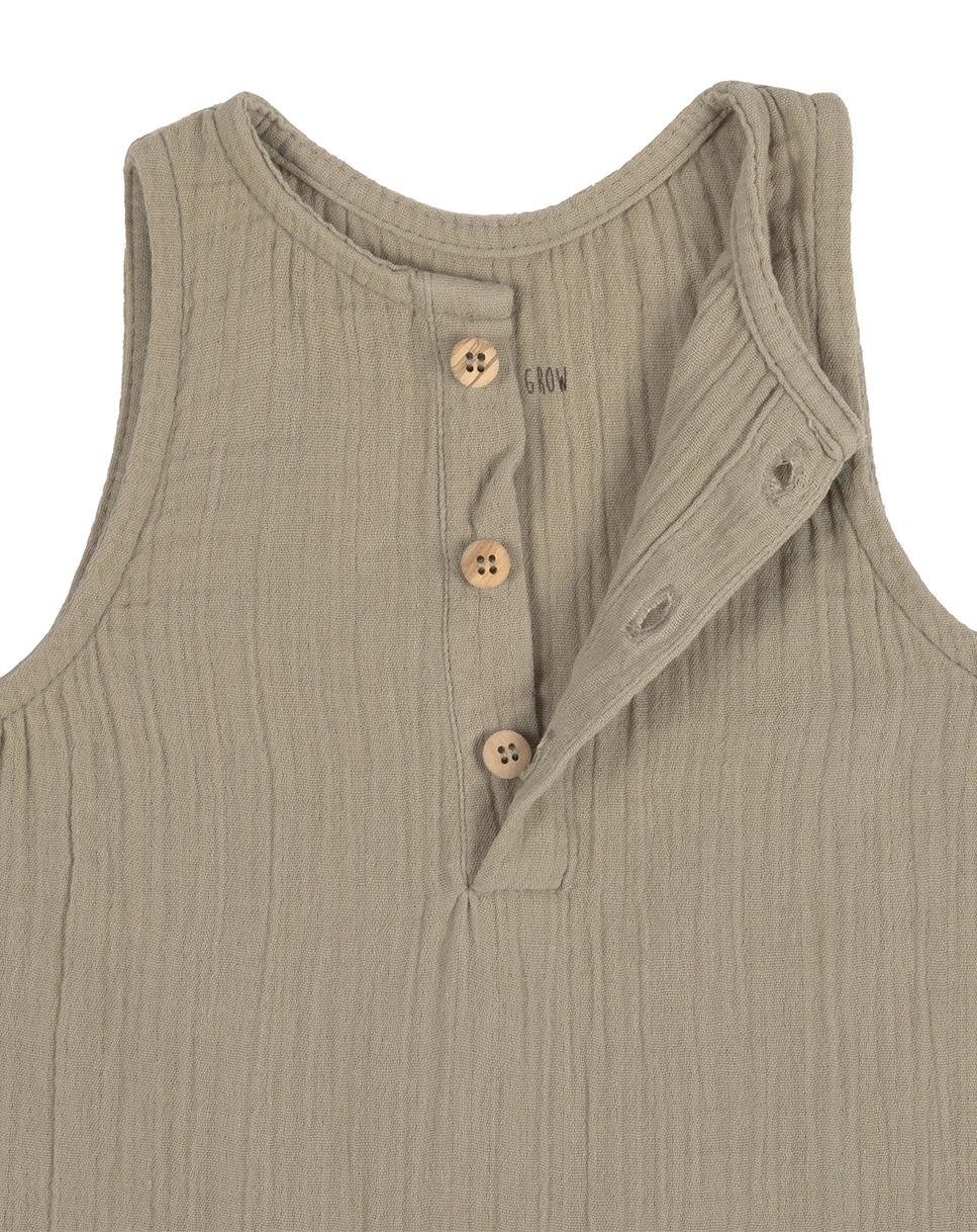 Strampler COZY MUSLIN ohne Fuß in olive