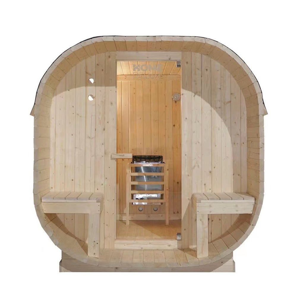 Home Deluxe - Buitensauna CUBE DELUXE - L - Afmetingen: ca. 220 cm x 185 cm x 194 cm, Houtsoort: Sparrenhout - incl. saunakachel en saunatoebehoren | Tuinsauna, buitensauna, saunabarrel voor 4 personen