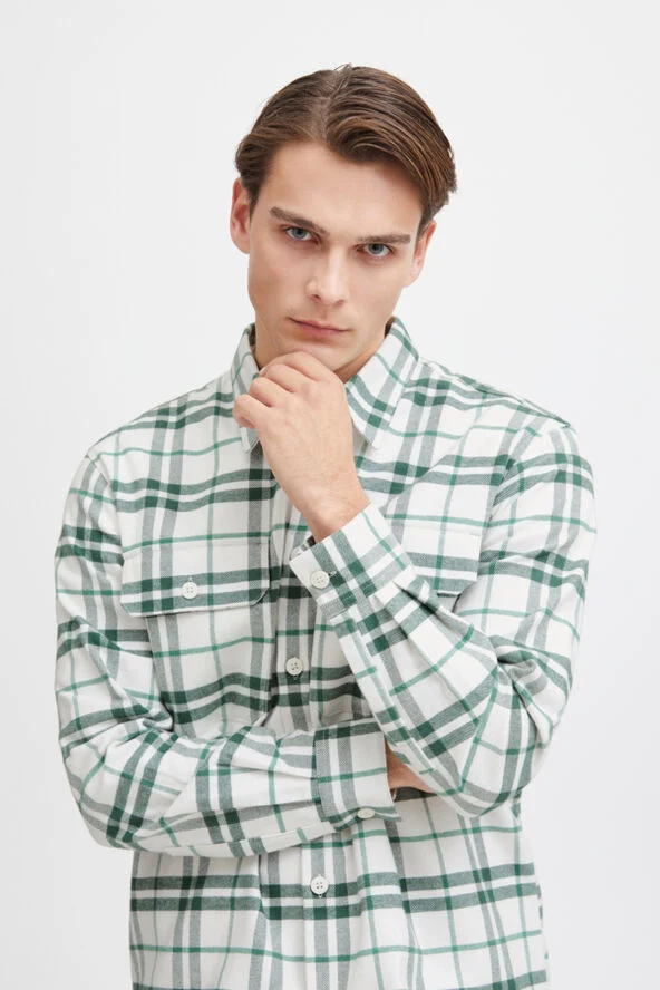 Casual Friday CFAUGUSTO checked overshirt Trekking green
