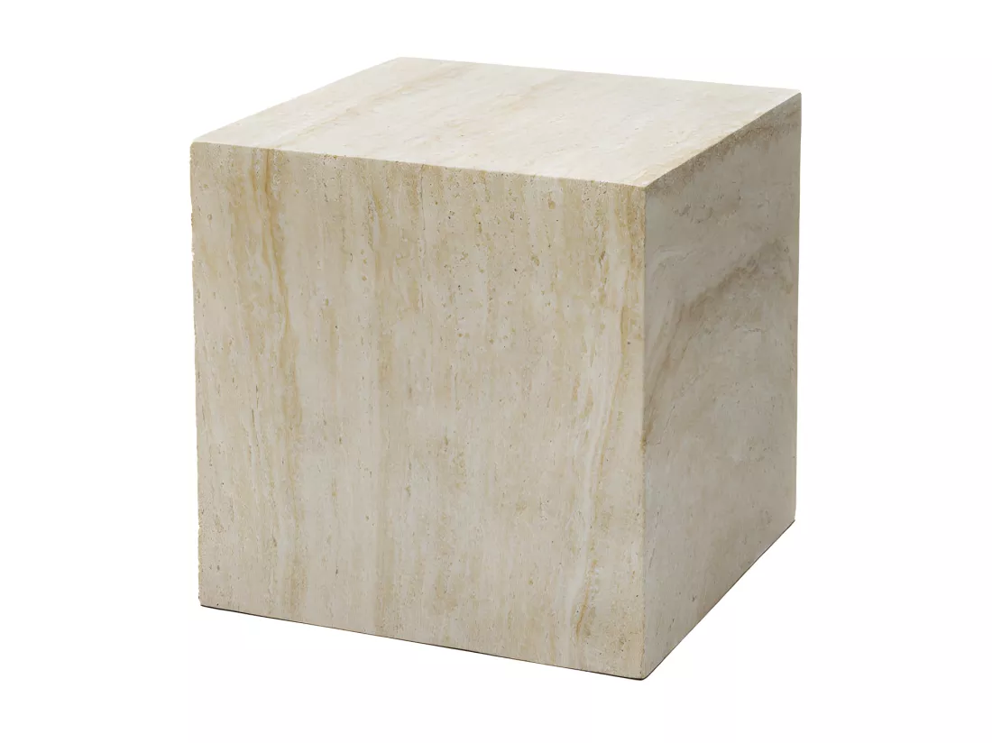 Eida - Table d'appoint carrée effet travertin 40x40cm - Beige