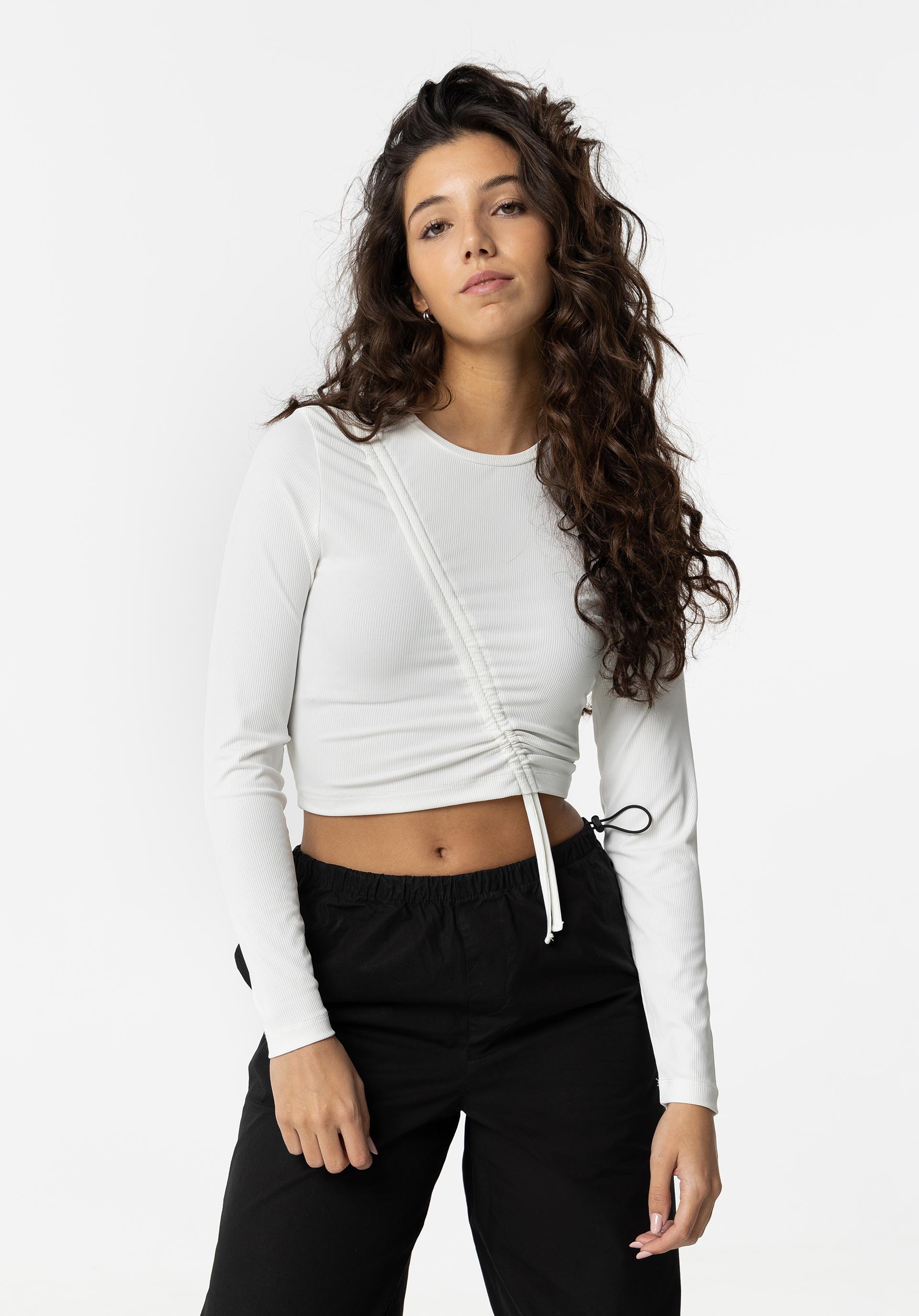 T-shirt Canelada com Franzido Ajustável