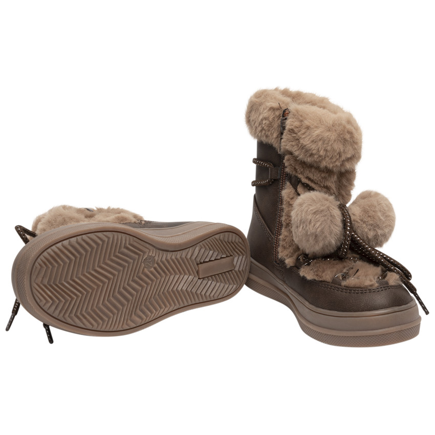 Bottes effet cuir à fausse fourrure et pompons pour fille
