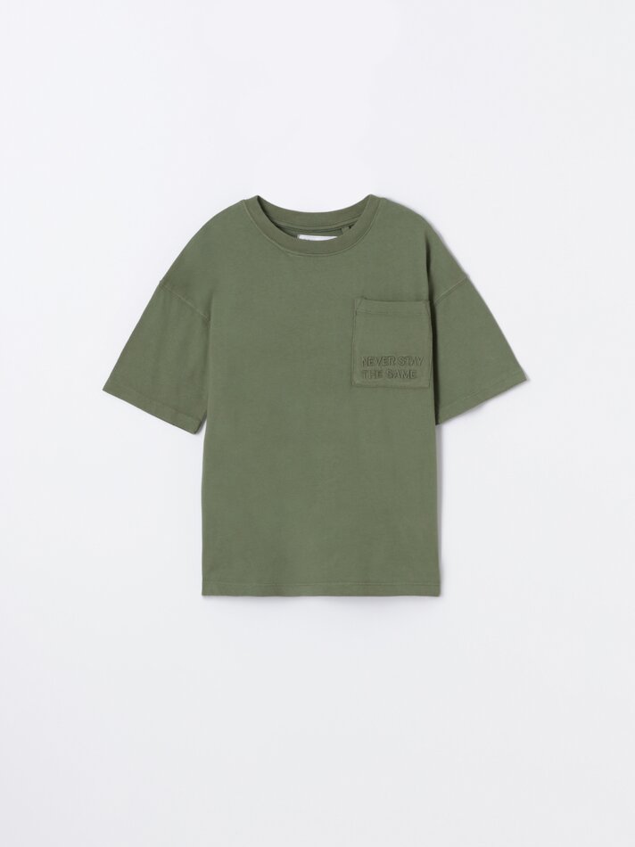 Camiseta com bolso - Cáqui