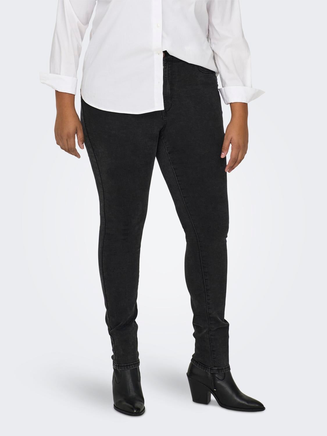 CARROSE Hohe Taille Skinny Fit Jeans Washed Black
