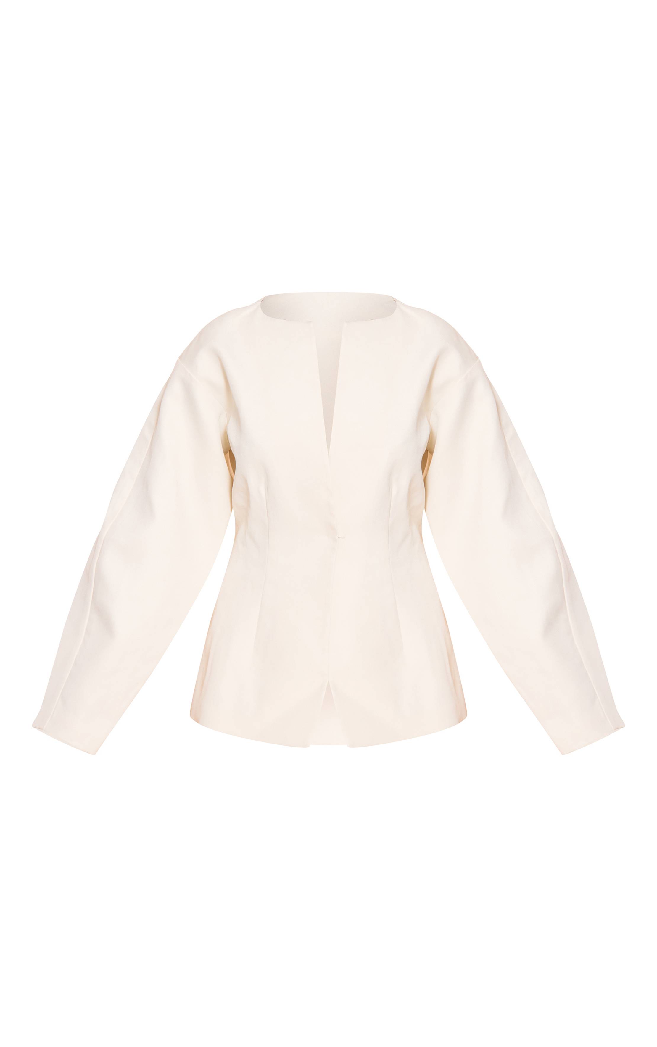 Crème Blazer Taille Cintrée À Manches Cocon