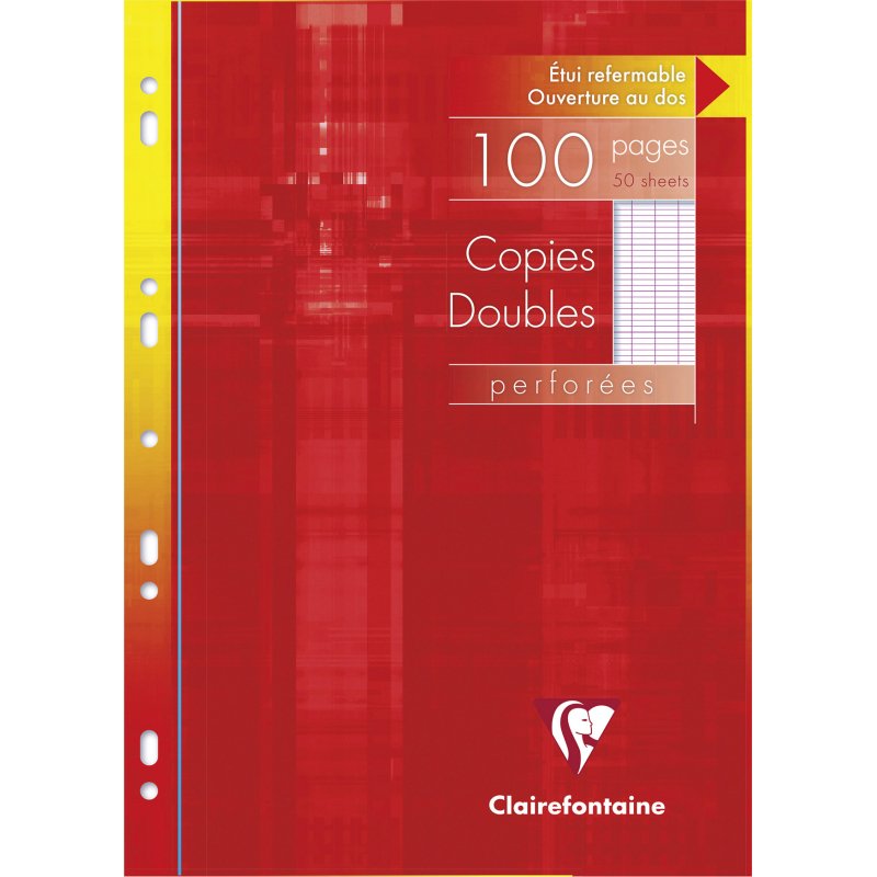 Copies doubles 100 pages séyès 90g format A4 21 x 29,7 cm Metric Clairefontaine - perforées