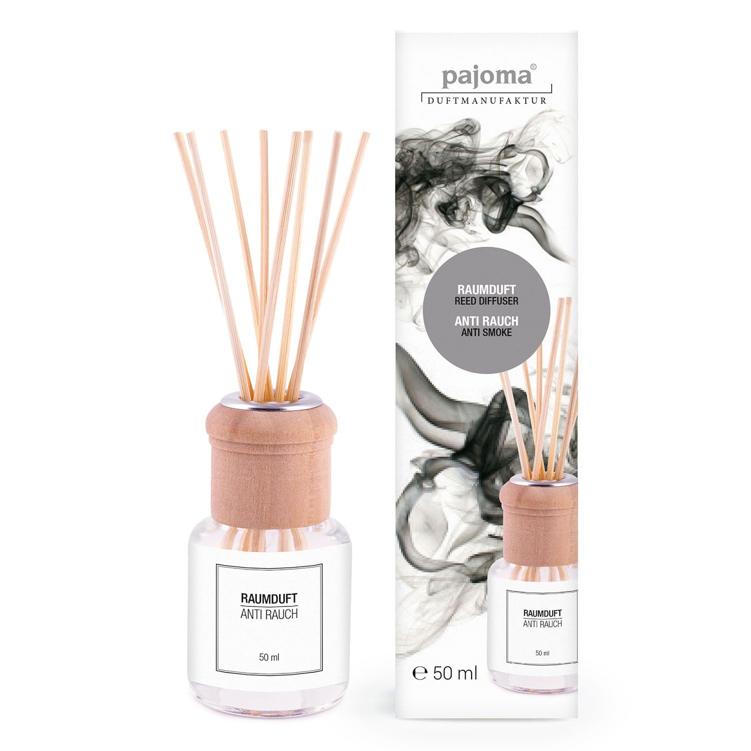 pajoma® Raumduft 50 ml inkl. Duftstäbchen, Anti-Rauch