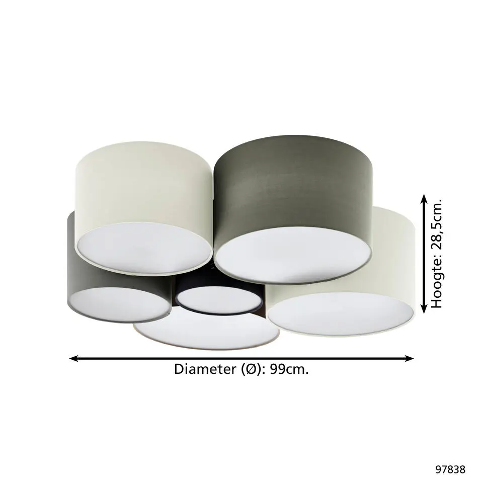 EGLOPastorePlafondlamp-E27-Ø99cm-Wit/Grijs/Zwart/Bruin