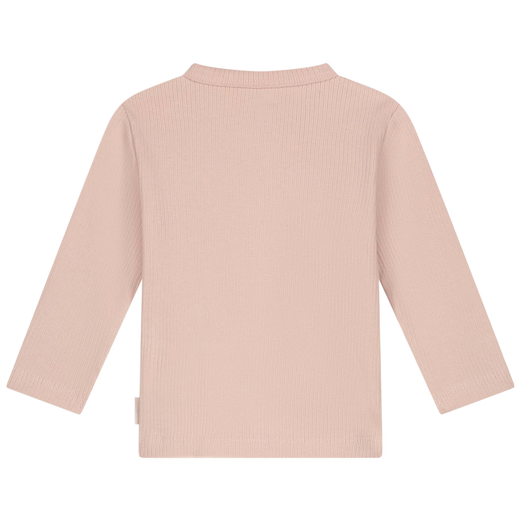 Prénatal newborn shirt rib lange mouwen effen roze