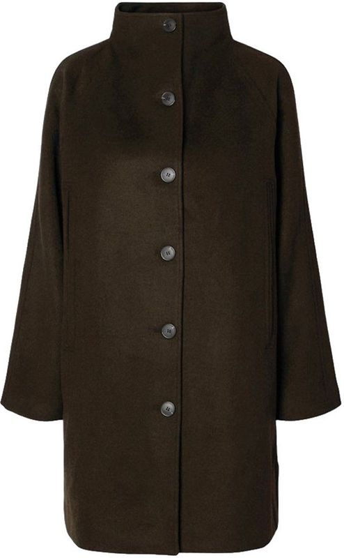 Selected - Vinni - Jas - Knielengte - Hoge Hals - Raglanmouwen - Knoopsluiting