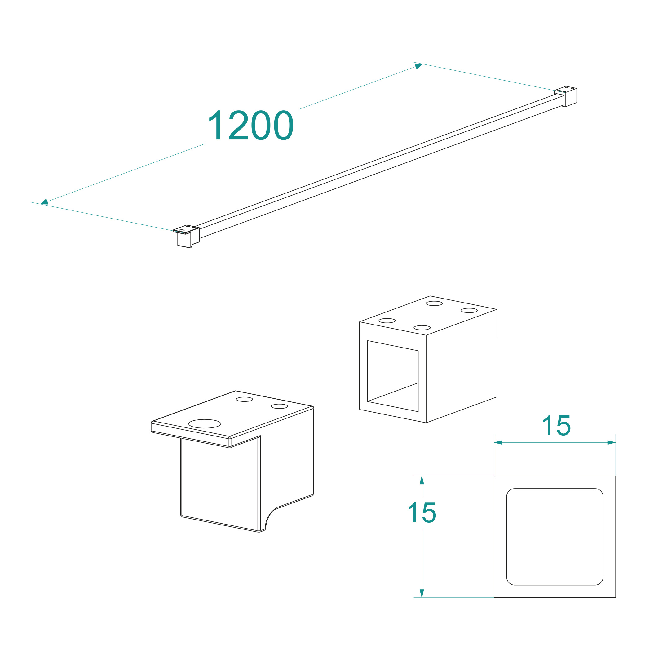 Mueller Around stabilisatiestang 120cm zwart mat