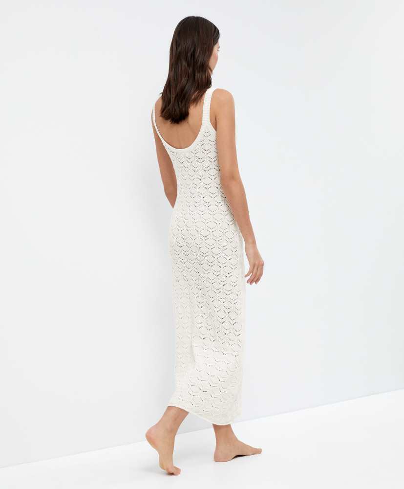 Vestido longo de crochê em algodão