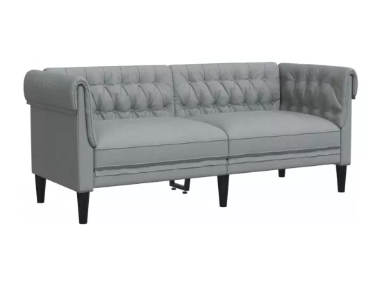 Canapé Chesterfield 2 places gris clair tissu