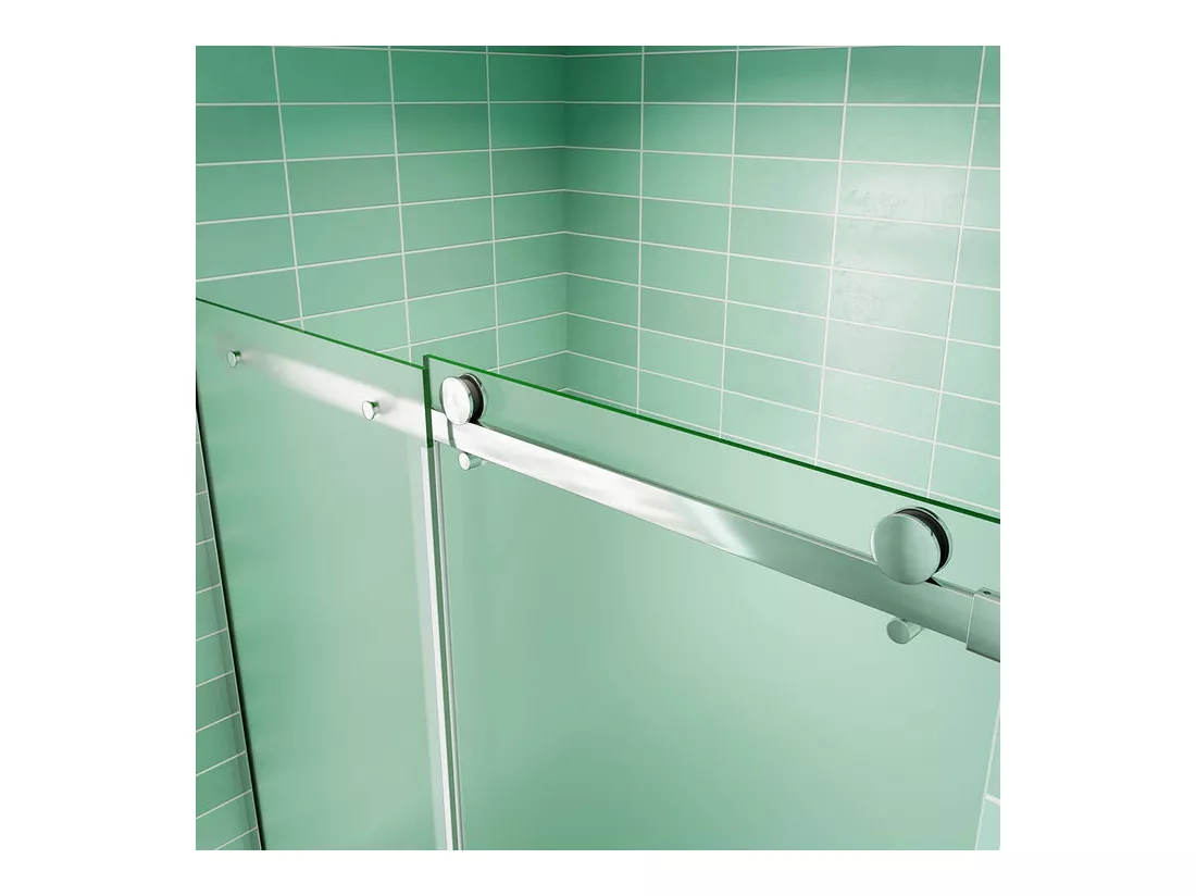 Porte de douche coulissante 140x195cm verre sablé installer à gauche, porte de douche en 8mm verre anticalcaire