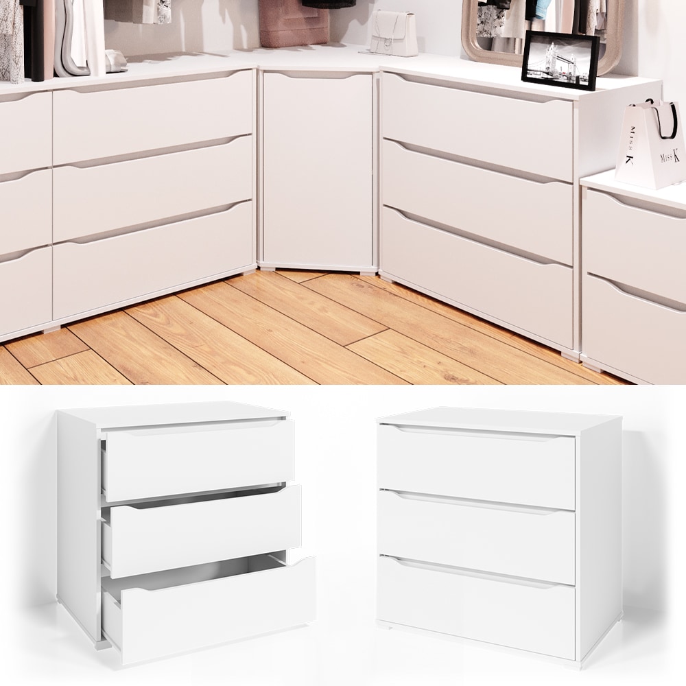 VICCO Kommode RUBEN Weiß 3 Schubladen 80cm Sideboard Mehrzweckschrank Schrank