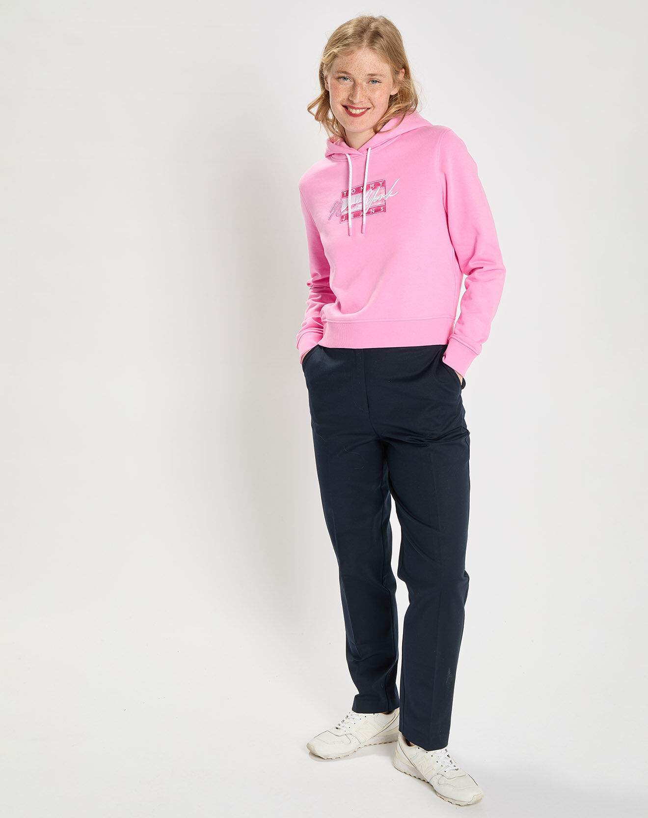 Tommy Jeans Sweat en Coton Bio cropped tommy flag rose