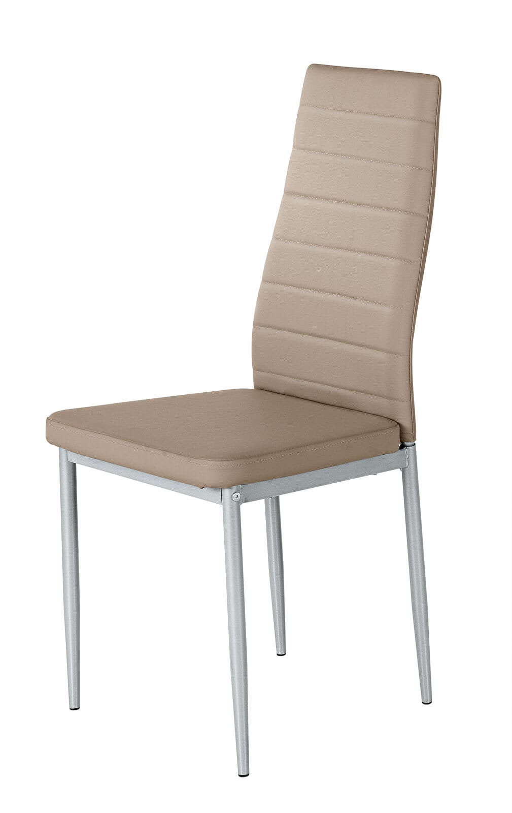 Stuhl Simone Lederlook Cappuccino / Rundrohrfüße alufarbig