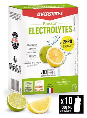 Boisson énergétique Overstims Electrolytes Citron/Citron Vert - 10 sachets