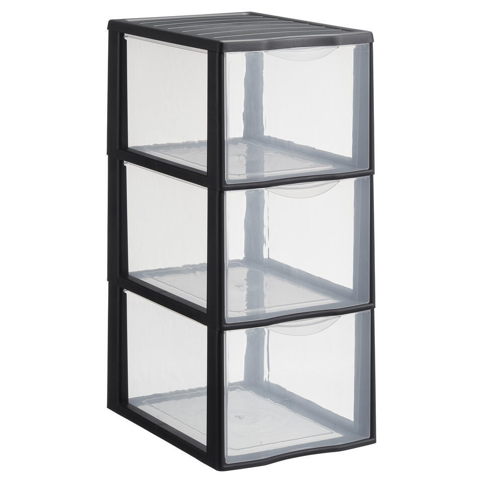 Ladekast 3 Lades Hoog Zwart