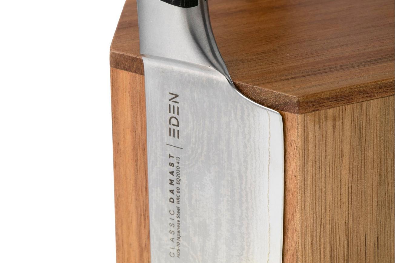 Knivesandtools Magnetic Knife Block B200-24, 6-zijdig magnetisch messenblok, acaciahout