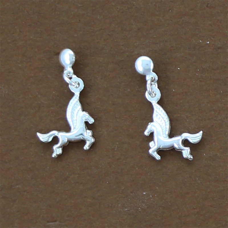 Boucles d'oreilles pégases pendantes - Argent massif