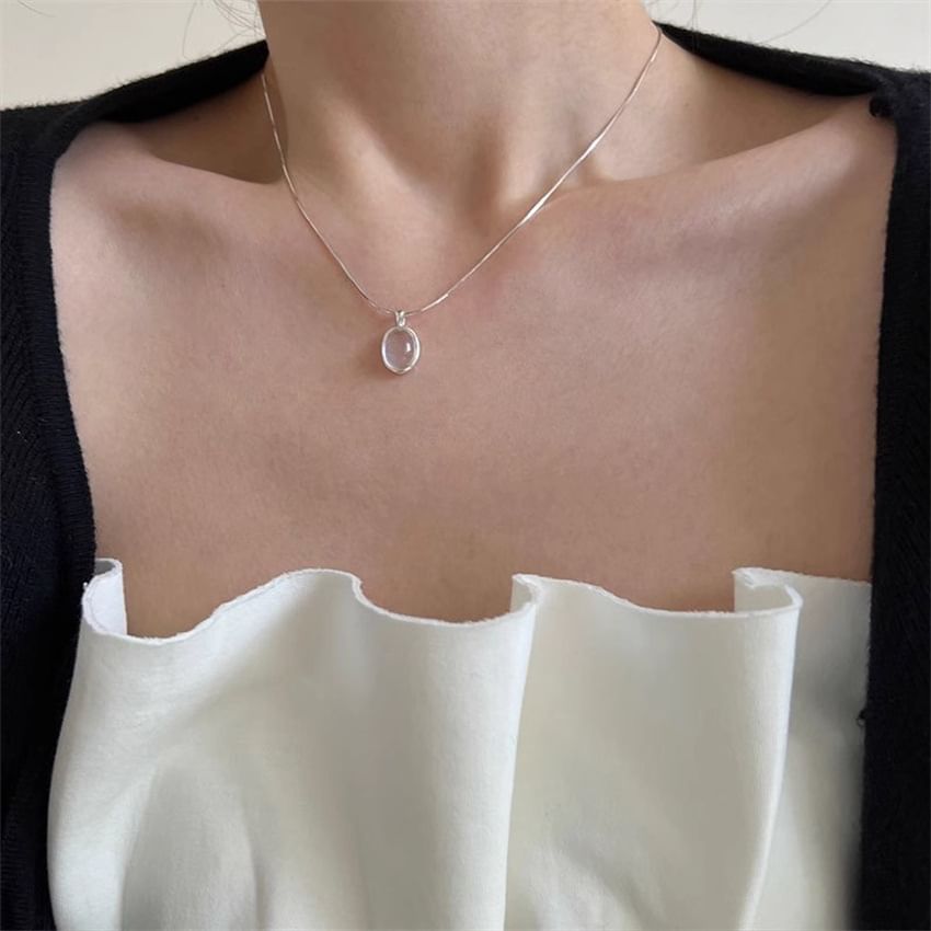 Bolgivy - Hanger met imitatie-edelsteen, choker van sterlingzilver (925)