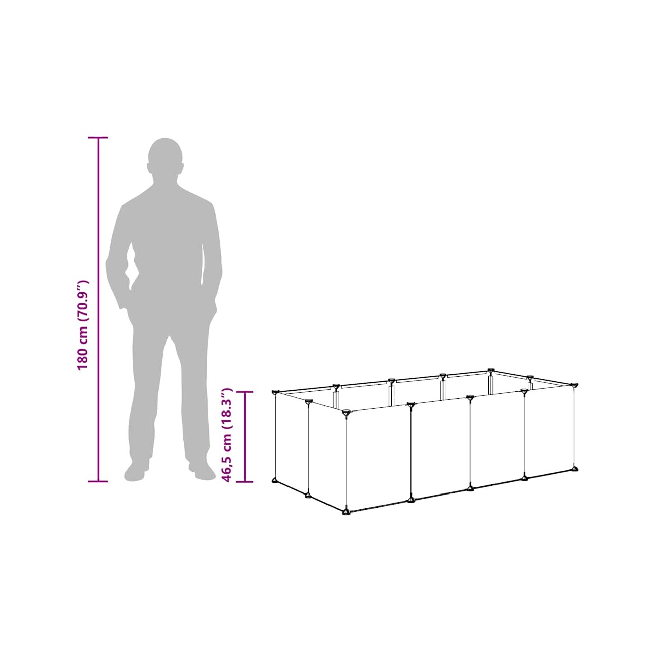 VidaXL Kleintierkäfig PP Stahl Freigehege Transparent/Schwarz