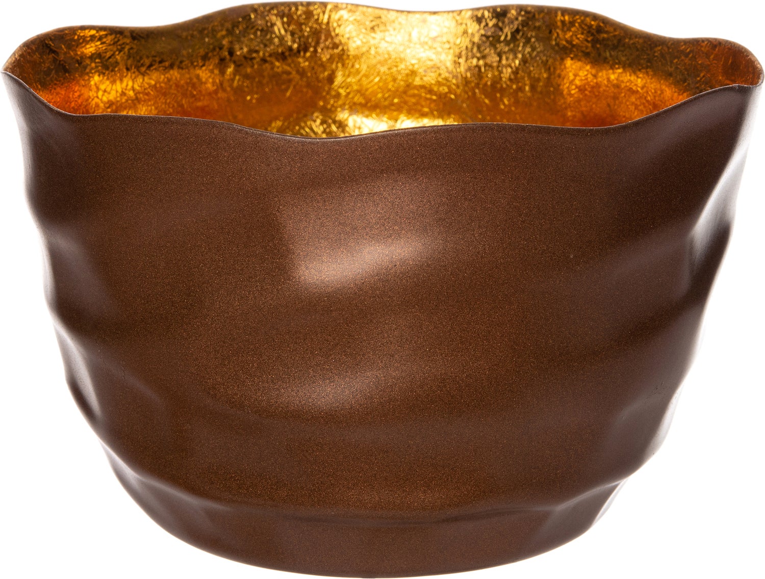 Intratuin waxinelichthouder Loki gegolfd koper / goud D 12 H 11 cm