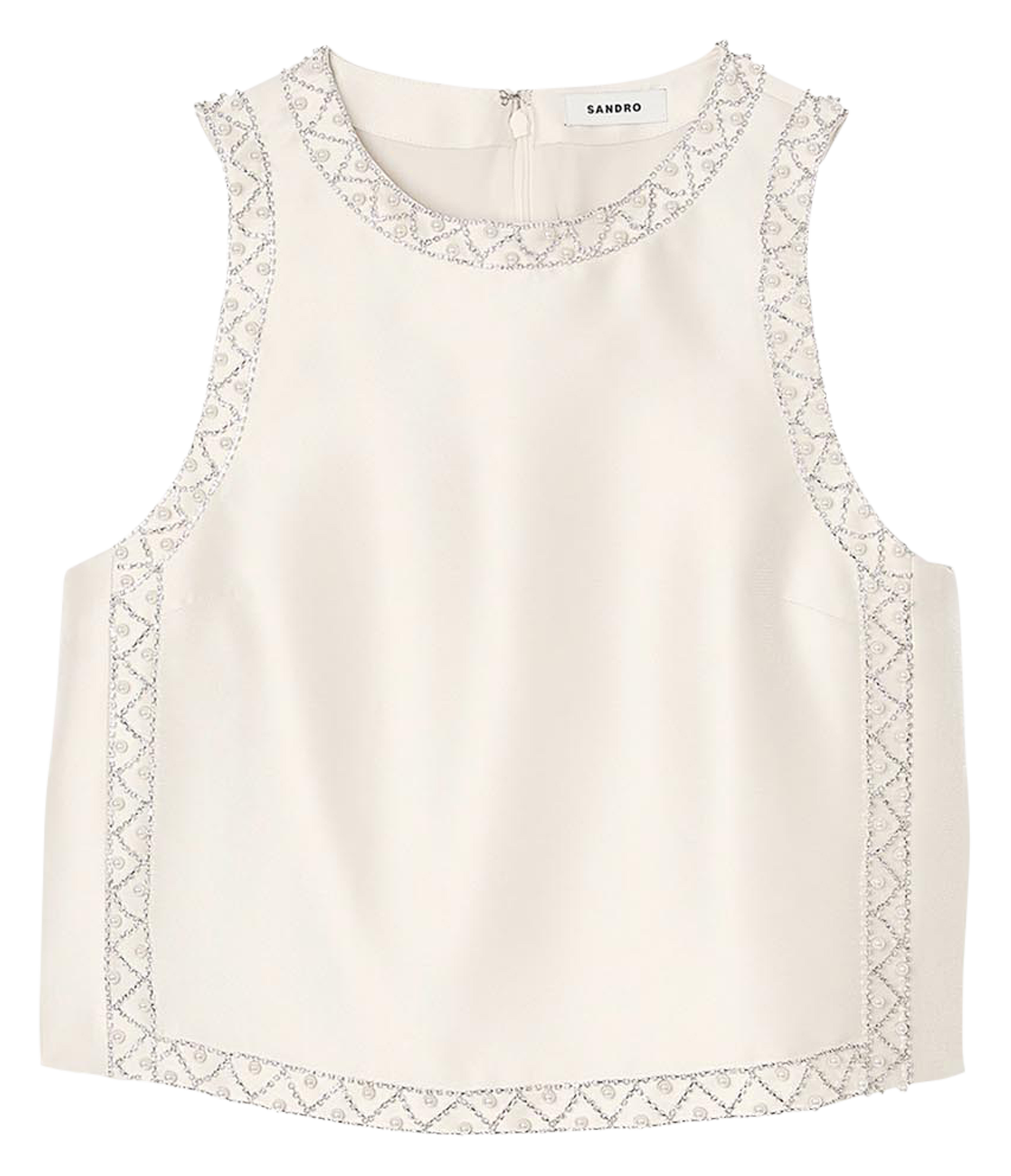 Top satiné à strass | Blanc