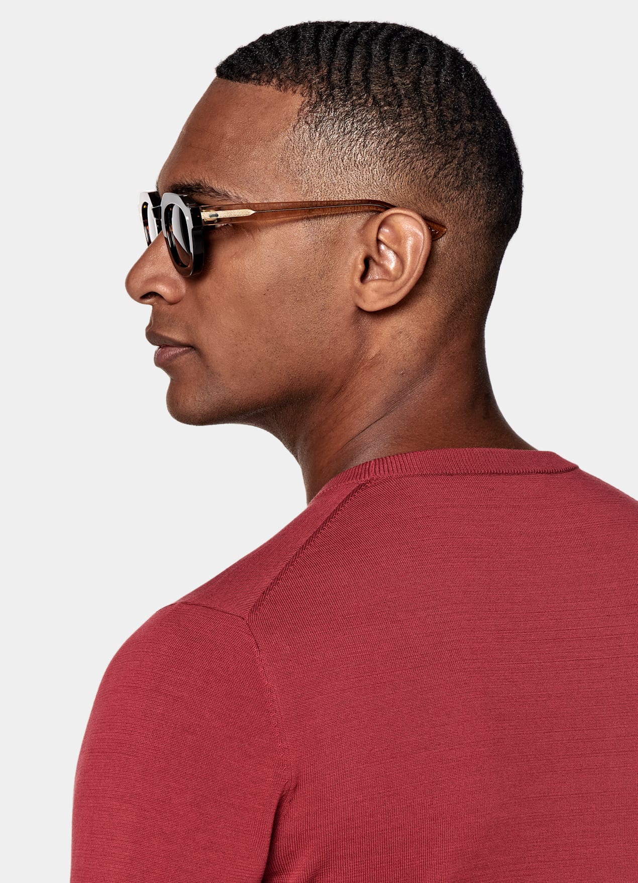 Pull col rond rouge