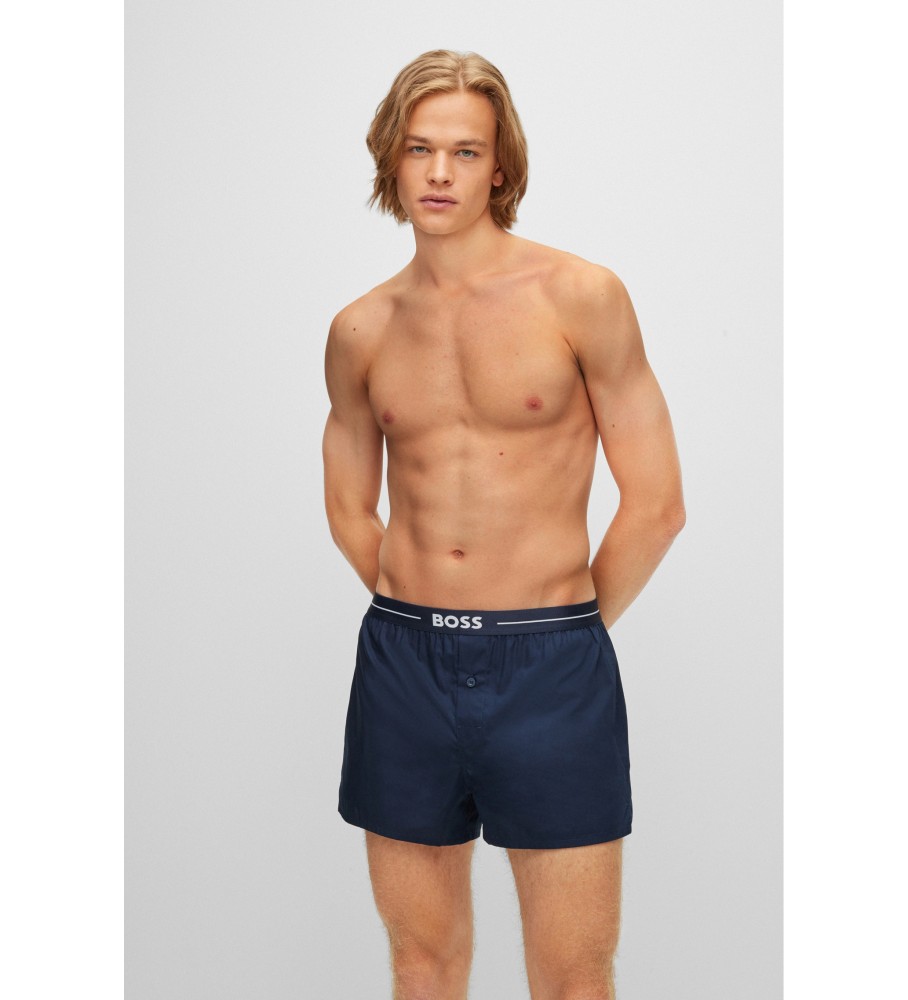 Pacote com 2 cuecas boxer BOSS NOS EW 2P azul e marinho