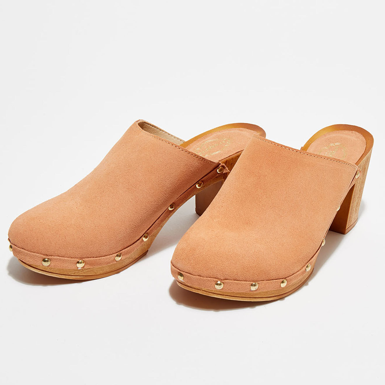 Apologie Studio Sabots en Velours de Cuir Aria blush - Talon 8 cm